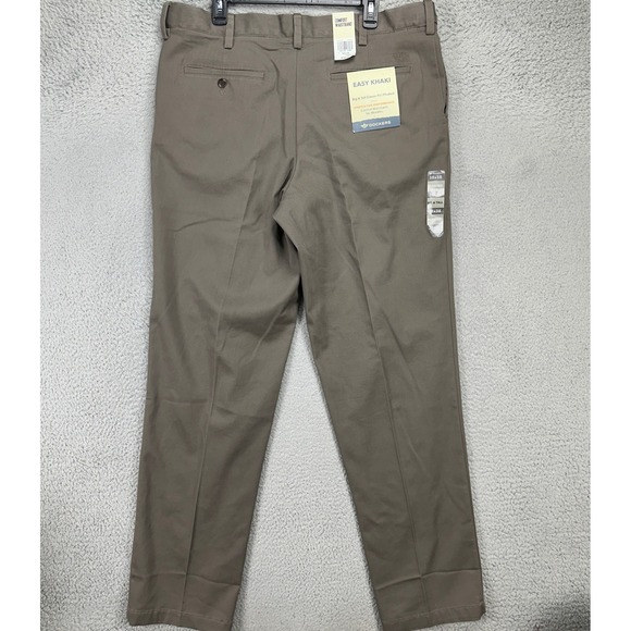 Dockers Mens Easy Khaki Pants 38X38 Big Tall Gray Classic Flat Front Stretch NEW